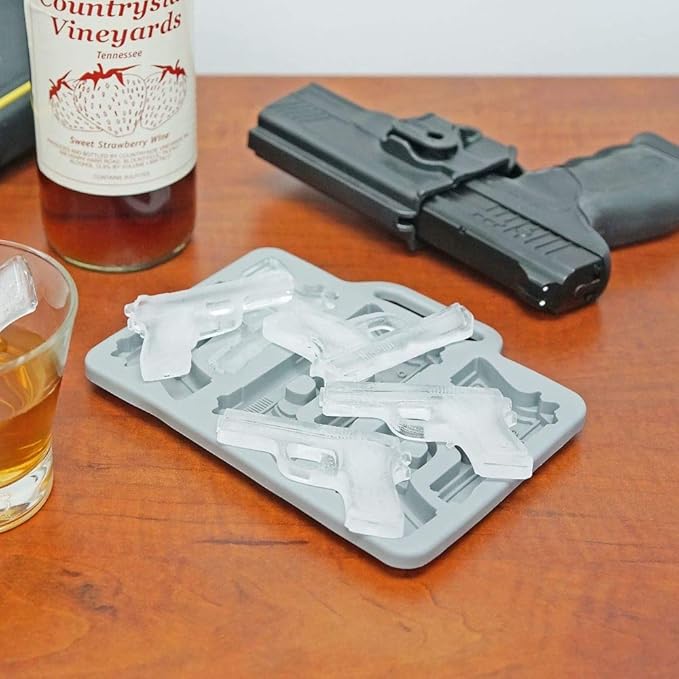 Handgun Ice Cube Tray, 2 Pack - Fairly Odd Novelties - Fun Gun Military Novelty Mold White Elephant Gift
