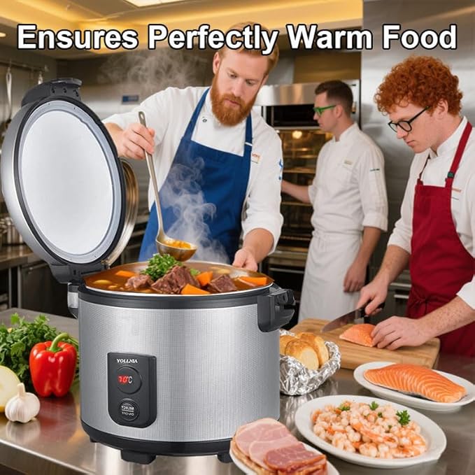 32.1QT Commercial Rice Warmer(Not Rice Cooker) Portable Big Food Rice Warmer / 122℉- 178℉ Adjustable Temperature/ 160W/ Non-stick Inner Pot For Restaurant Party Family