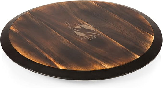PICNIC TIME NFL Unisex NFL Lazy Susan Serving Tray, Wooden Turntable Round Charcuterie Board, Cheese Serving Platter