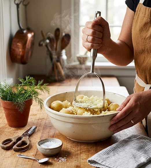 YBM Home Potato Masher and Vegetable Mashing Utensil Tool, Stainless Steel Hand Masher and Presser, Silver 2411-1