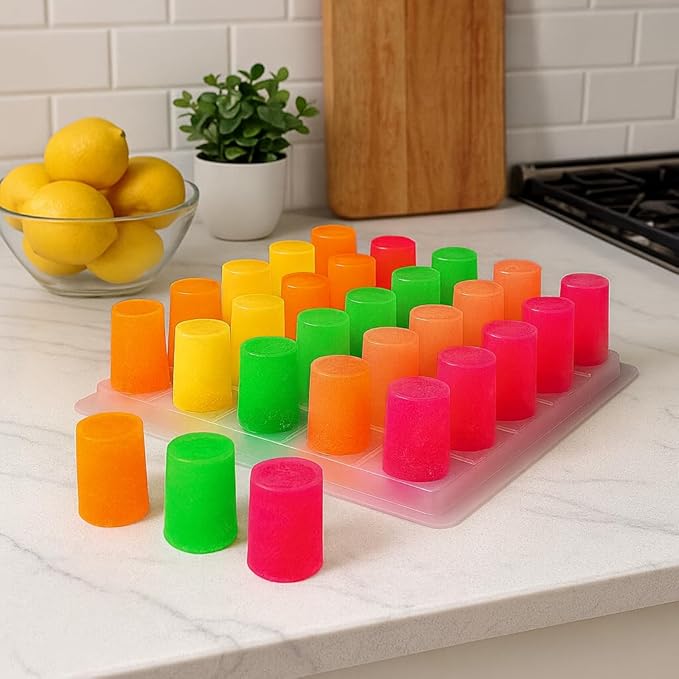 25-Cavity Ice Pop Gelatin Mold – Molde para Gelapaletas – 100 mL Popsicle Mold Tray – Plastic Frozen Treat Mold – Made in Mexico