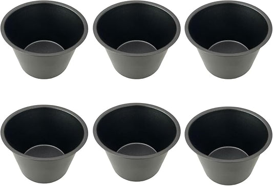 Pack of 6 Nonstick Popover Pans, Individual Miffin Cupcake Pan, Carbon Steel Yorkshire Pudding Pan, Reusable Egg Tart Molds, Large Round Oven Baking Pans - Black (3.5" x 2.2")