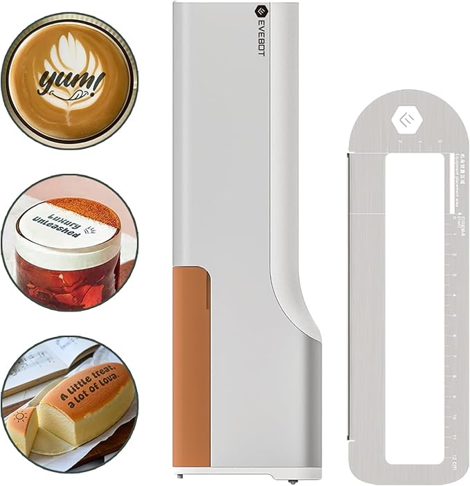 Handheld Food PrintPen Portable Mini Coffee PrintPen Latte Art Macaron Cookie DIY Design, Bluetooth 4.2-1PCS Black Color
