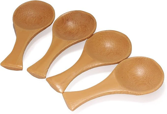 BambooMN - 3.5" Small Solid Bamboo Round Scoop, 10pcs