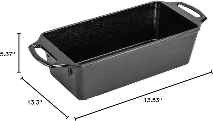 Lodge Seasoned Cast Iron Loaf Pan - Pre-Seasoned Rectangular Cast Iron Bakeware- Even Browning Bread Pan with Easy-Release Finish - PFAS-Free Non-Toxic Cookware - 10 Inches