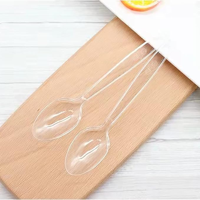 500 Count Clear Plastic Spoons, Heavy Weight Disposable Spoons Cutlery Plastic Utensils, Clear PlasticSilverware Bulk