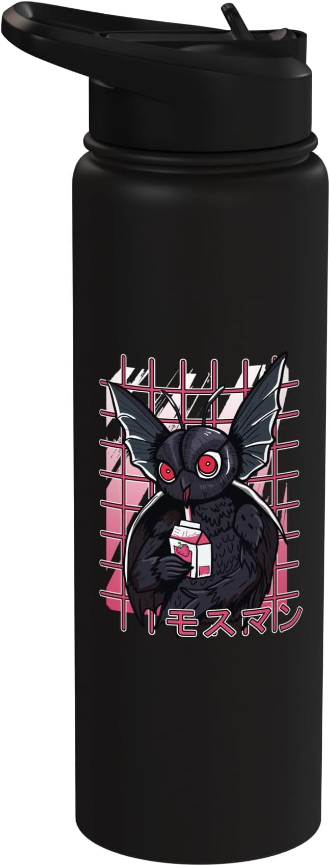 Mothman Kawaii Strawberry Milk Shake Carton Cryptids Stainless Steel Insulated Water Bottle
