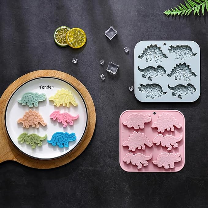 Silicone Cake Pop Mold Non Stick Fancy Mold Cake Pan 6 Cavity dinosaur shape Candy Cupcake Cornbread Chocolate Brownie Gummy Resin Crafts Cake