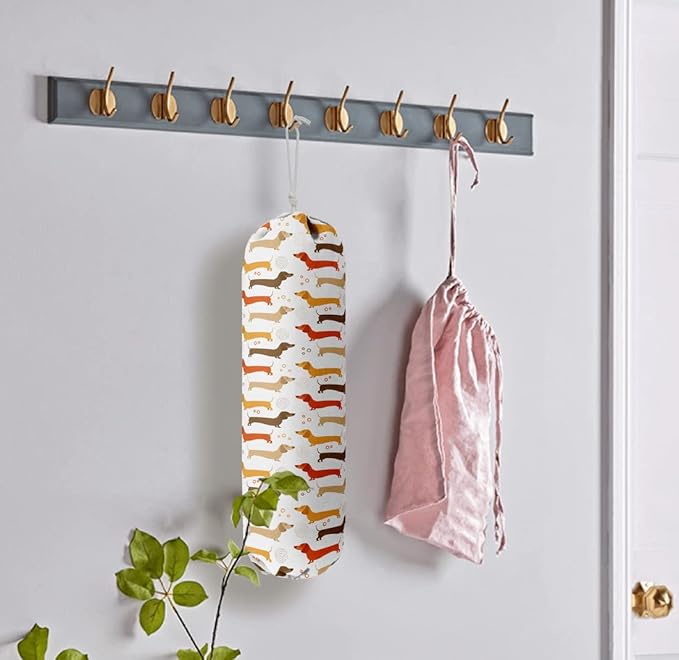 Dog Pattern Grocery Bags Holder Organizer - Wall Mount Plastic Bags Storage Container Dispensers, Perfect Gifts for Dog Lovers