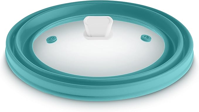 Microwave Splatter Cover, Microwave Cover for Food, Collapsible Plate Cover Lid with Easy Grip Handle, Safe Tempered Glass and Silicone, Pot Cover, Splatter Cover Guard - Large 12”
