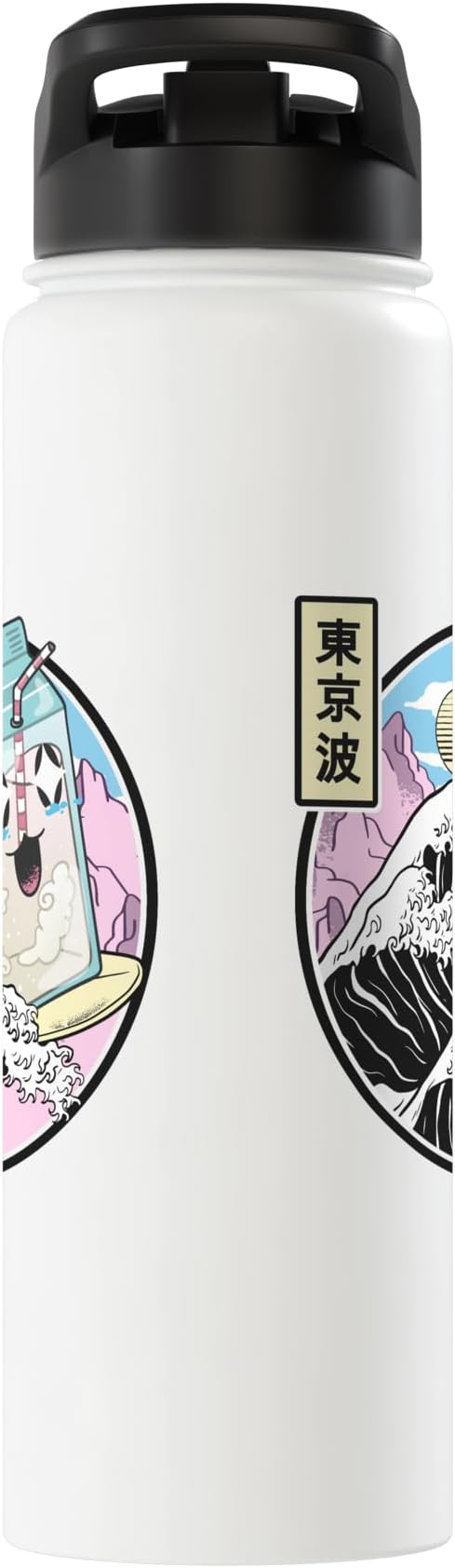 Surfing Milk Carton On Kanagawa Wave Vaporwave Kawaii Anime Stainless Steel Insulated Water Bottle