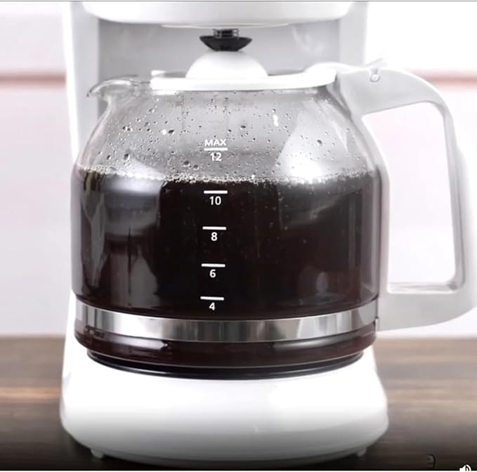 12-Cup Coffee Maker with Easy On/Off Switch, Easy Pour, Non-Drip Carafe with Removable Filter Basket,Keep Hot Plate,Clear Water Level Window Coffee Machine, Black (White)