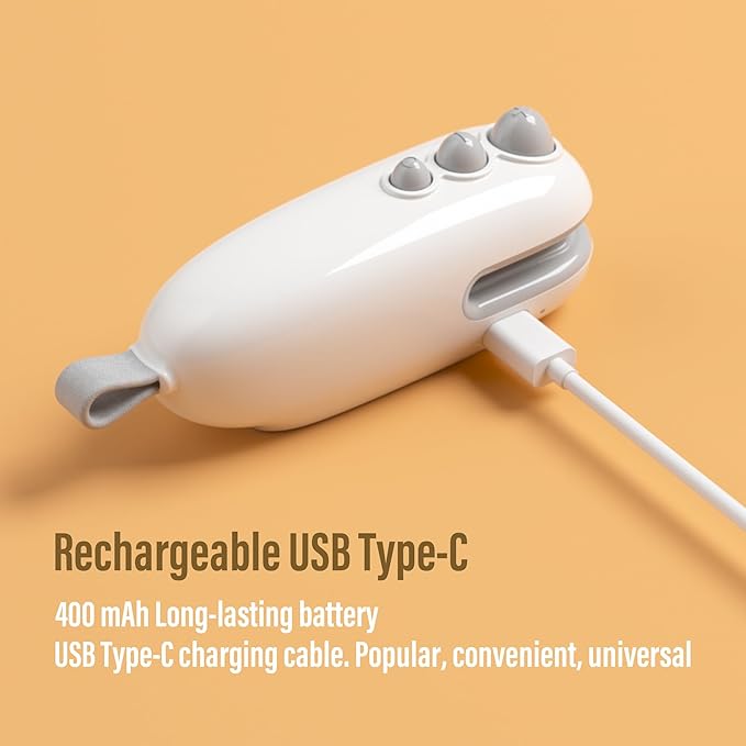 Mini Bag Sealer with Cutter, Rechargeable, Handheld Heat Sealer Machine with Magnetic, Portable Bag Sealer Heat Seal for Keep Food Fresh and Snacks Crispy. White
