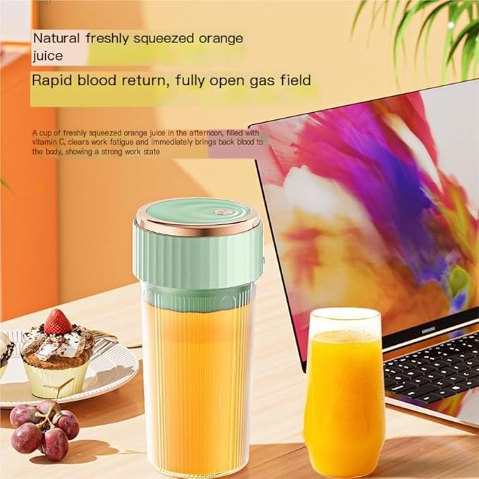 Portable 450ml Rechargeable Juicing Cup - USB - C Charging, 6 - Blade Design For Effortless Blending, Ideal For Home & Travel -Portable Juice Cup(White)