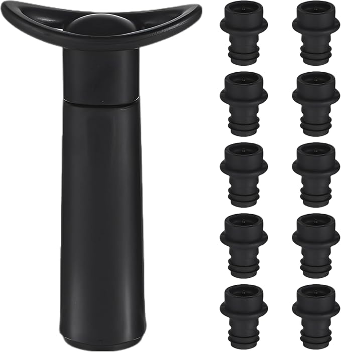 11 Pcs Wine Saver Vacuum Pump Set, Includes 1 Pump and 10 Stoppers, Reusable Wine Preservers, Bottle Keepers, Bottle Sealers for Kitchen, Party