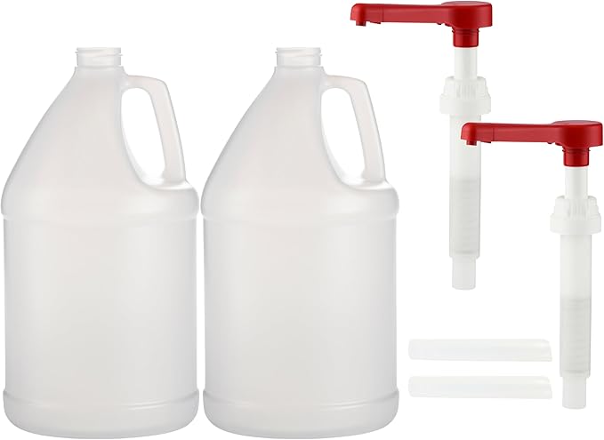 Rani Containers | 1 Gallon HDPE Plastic Jug with Reshipper Box & Pump Dispenser | Home & Commercial Use, Containers for Water, Sauces, Food, Soaps, Detergents, Liquids | Made in USA - Pack of 2