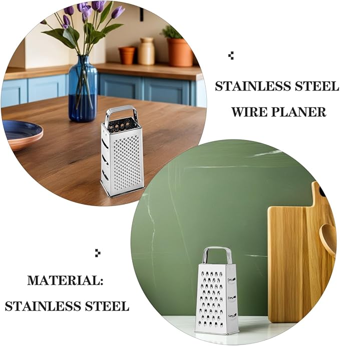 Ciieeo Stainless Steel Kitchen Grater, Multipurpose 4-sides Box Grater, Vegetable Slicer, Cheese Shredder, 9. 64 X 4. 17 X 3. 14 Inch, Silver