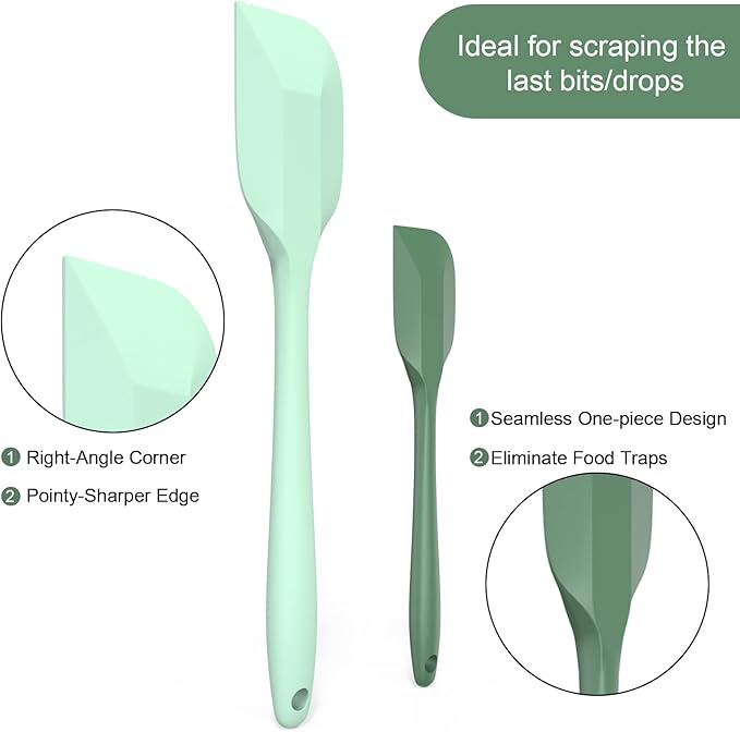 Silicone Spatula Set, Premium Spatulas Silicone Heat Resistant 2 Small & 2 Large Flexible Scraper for Nonstick Cookware, Rubber Spatula for Kitchen Mixing Baking Cooking Use, Soft Spatula - Set of 4