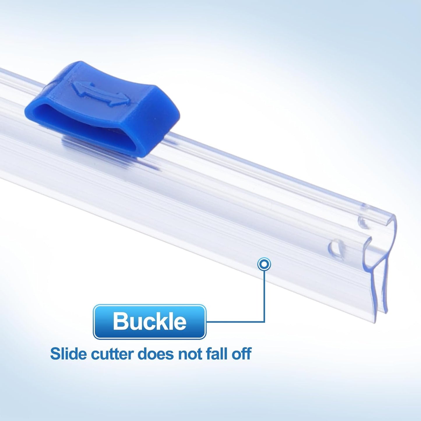 PATIKIL 8pcs Plastic Wrap Cutter, 19in Plastic Wrap Slide Cutter Snap Card Slot Installation Replacement for Aluminum Foil Wax Paper Parchment Paper Wrap Dispenser, Blue