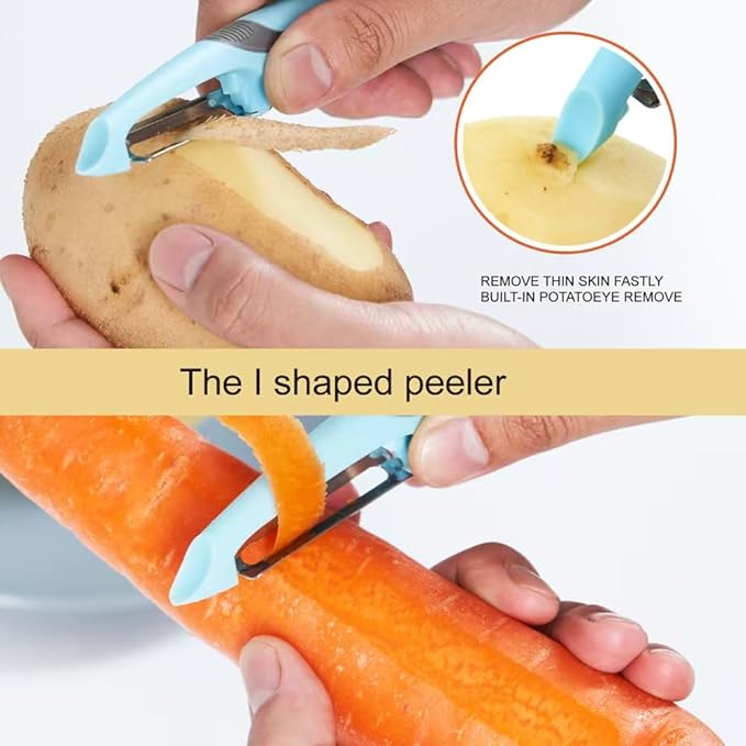 6 Pcs Kitchen Vegetable Potato Peeler Set, Including Corn Peeler, Corn Stripper for Corn on the Cob Tool, Potato, Carrot, Apple Peelers + Orange Peeler Tool, Y Peeler for Veggie & Fruit(Color-1)