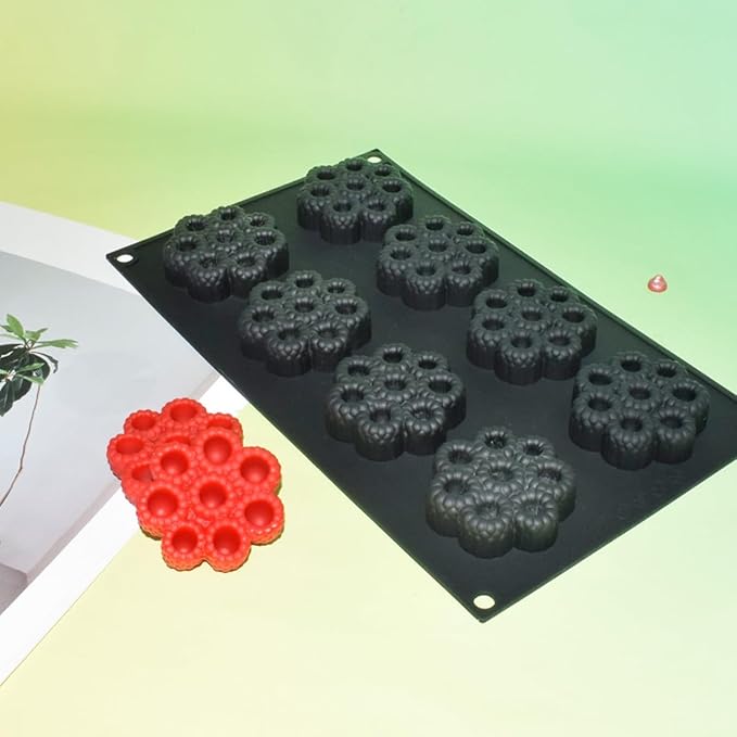 Cake Mold, Silicone Round Raspberry Molds for Mousse Cake, French Dessert, Candy, Soap, Resin Coaster, Non-Stick Baking Pan, Reusable Food Grade Silicone Mould (F_ Raspberry)