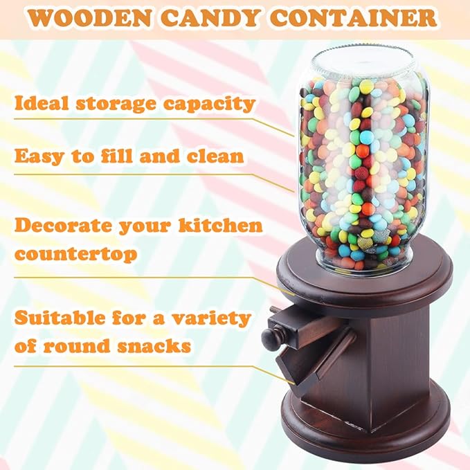 Wooden Candy Dispenser, Cereal Dispenser Countertop, Candy Containers & Storage, Versatile Snack Storage Machine, Suitable for Candy Bean, Cereal, M&M's, Peanuts