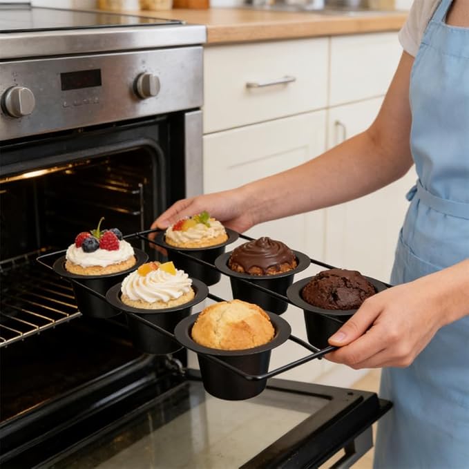 2 Pack 12-Cup Nonstick Popover Pans - Carbon Steel Round Bakeware Moulds for Muffins, Cupcakes, Cheesecakes, Quiches, Puddings | Halloween & Christmas Baking
