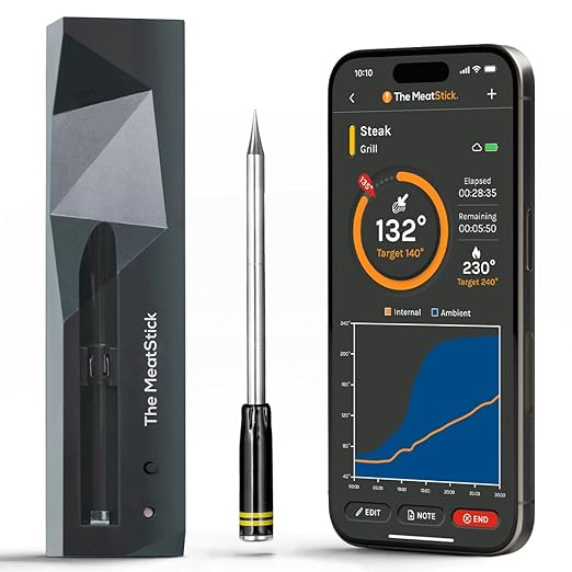 MeatStick Wireless Meat Thermometer for Grilling, Smoking, BBQ, Air Fryer, Deep Frying, Oven, Sous Vide