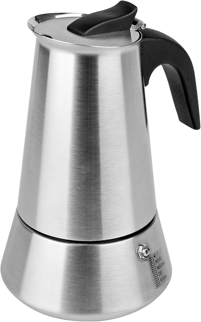 4 Cup Stovetop Espresso Maker Matte Stainless Steel Moka Pot Italian and Cuban Mocha Coffee Maker, Compatible with Gas, Electric, Ceramic, and Induction stovetops(6.6 fl oz/200 ml)