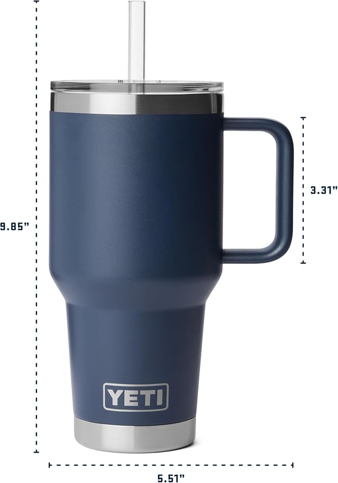 YETI Rambler 35 oz Straw Mug 2.0 - Double-Wall Vacuum Insulation for Cold Beverages – Dishwasher Safe – Cupholder Compatible – Reusable Straw – Comfortable Grip Handle – Travel Mug - Cape Taupe