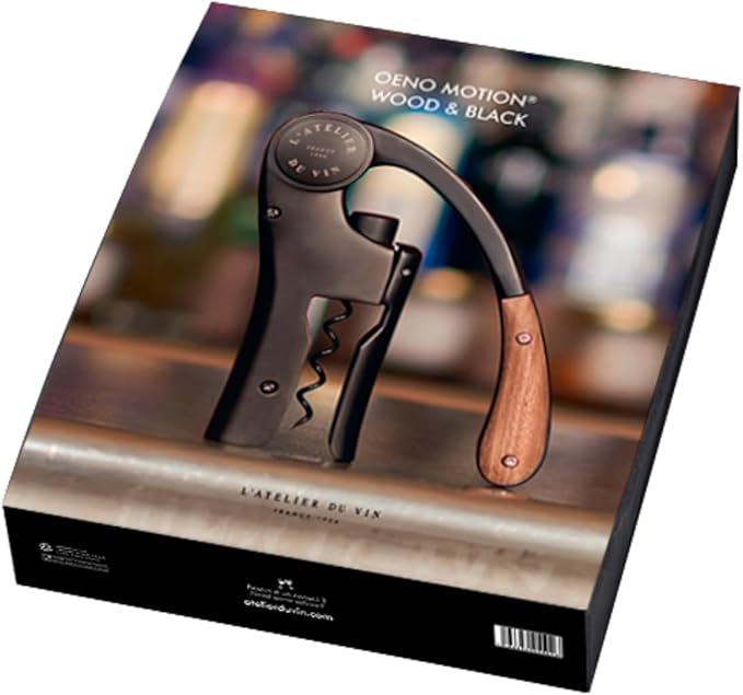 L’Atelier du Vin Oeno Motion Black & Wood Lever Corkscrew | Luxury Wine Bottle Opener Premium Gift Box Hand Made Wine Tasting Accessories, Sommelier, Bartenders, Table Centerpiece Designed In France
