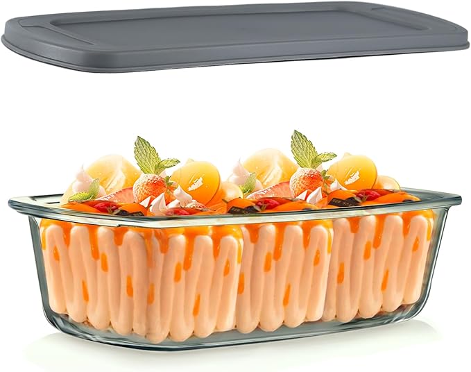 4 Piece Glass Loaf Pan Set with Lids - Stackable 1.9 QT/62oz/1800ML Glass Bread Baking Dish Microwave and Oven Safe - Loaf Pans For Baking Bread, Cakes