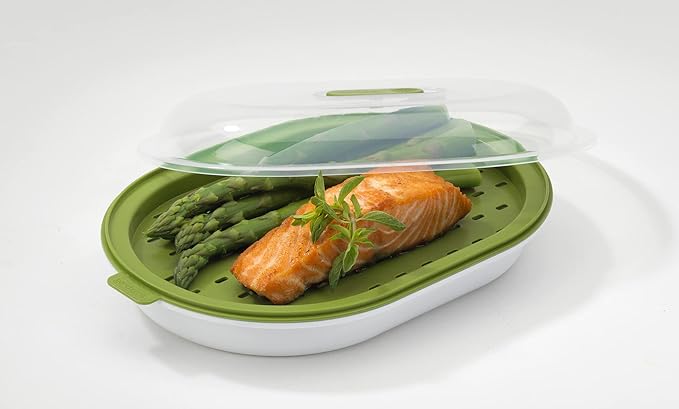 GoodCook Everyday Microwave Food Steamer – Vegetable & Fish Cooker, Preserves Vitamins & Nutrients, Quick Dinner & Meals, Adjustable Steam Release Vent