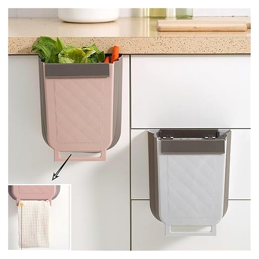 Collapsible Hanging Kitchen Trash Can Hanging Telescopic Folding Trash Can 1pc Multifunctional Cabinet Door Sorting Bin for Kitchen and Car(White)