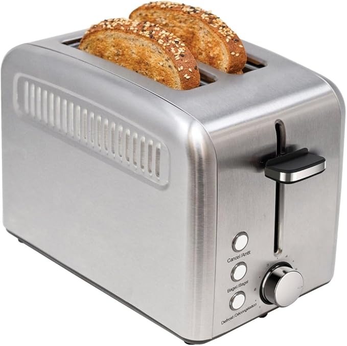 Kalorik Toaster 2-Slice with Extra-Wide Slots, Rapid Toasting Technology with 6 Shade Settings 3 Functions Including Bagel Manual Lift Lever and Auto-Shut Off, 1400-Watts, Stainless Steel