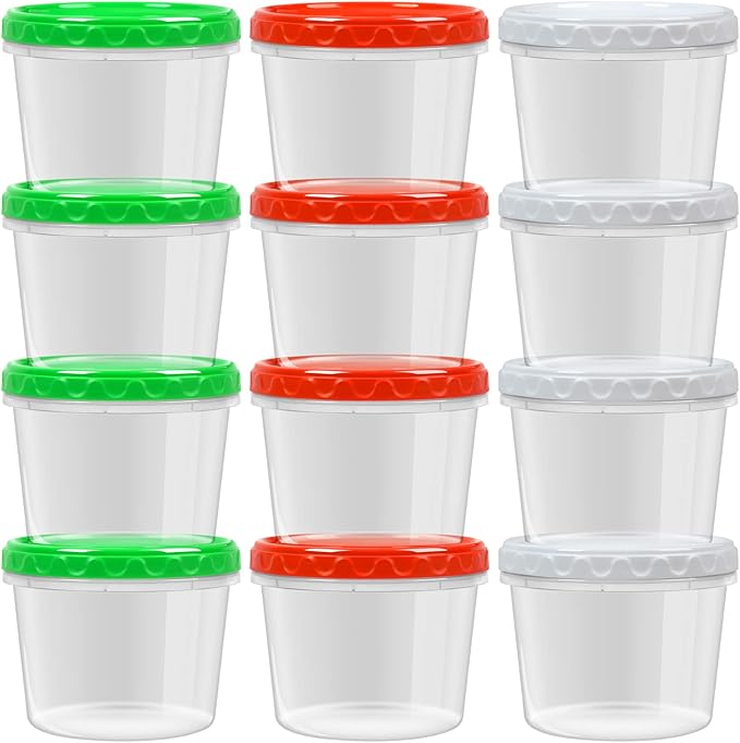 EONJOE 32oz Plastic Containers with Lids,Reusable Freezer Meal Prep Food Leftover Storage Jars Bowls Stackable,12-pack