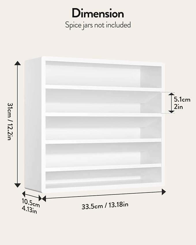 Orimade 4 Tier Spice Rack Organizer for Cabinet, Freestanding Bamboo Seasoning Rack for Countertop, Cupboard, Pantry, Kitchen, 13.18 x 4.13 x 12.2 inches(Spice Jars Not Included), Walnut Stain