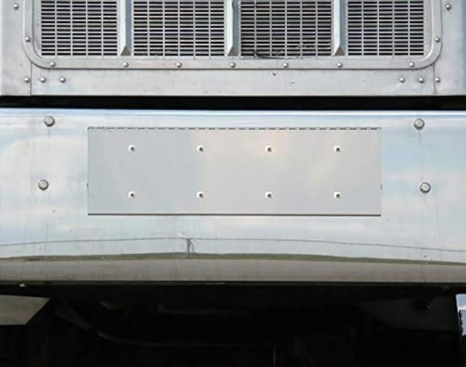 RoadWorks | Stainless Steel Hinged Tow Pin Cover with Holes for 2 License Plates for Peterbilt 379 | 30172