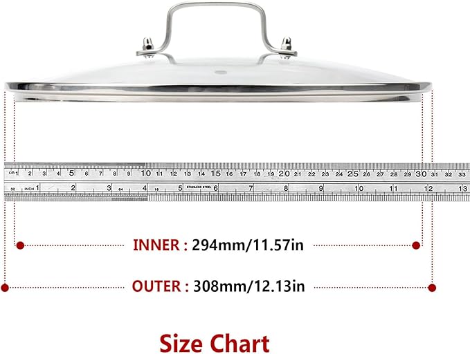 Antrader Tempered Glass Lid,12" Glass Covers for Pots,Pans and Skillets,1Set,Clear