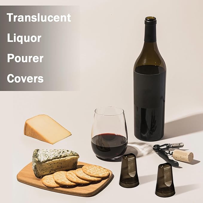 Chengu 24 Pieces Liquor Bottle Covers Pour Spout Covers Bar Toppers for Bottles Universal Pour Dispenser Dust Translucent Silicone Rubber Spout Caps for Bar Home Kitchen Tools Supplies (Black)