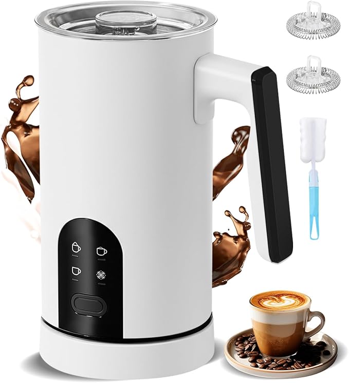 Milk Frother and Steamer, 4-in-1 Automatic Electric Milk Frother 11.8oz/350 ml, Instant Hot and Cold Foam Maker, Milk steamer Heater Foamer Warmer for Coffee, Latte, Cappuccino, Macchiato