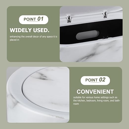 Ipetboom Marble Trash Can with Lid Plastic Garbage Bin for Bathroom Bedroom Kitchen Narrow Space Wastebasket