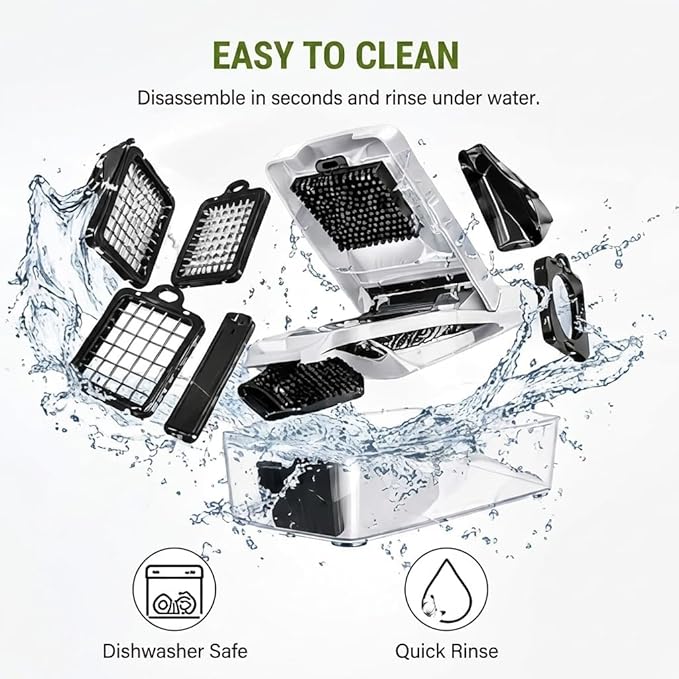 Vegetable Chopper, 10 Blades Slicer Onion Dicer, Multi 23-in-1 Veggie Mandoline Food Cutter for Tomato Fruit, Vegetable cutter with Hand Protector, Egg Separator & Slicer, Container（White）