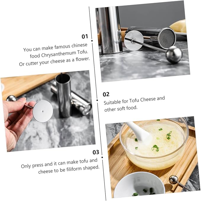 OUNONA 3 pcs Stainless Steel Tofu Cutter Chrysanthemum Design Tofu Press for Home Use Kitchen Tool and Cheese Easy to Clean and Use