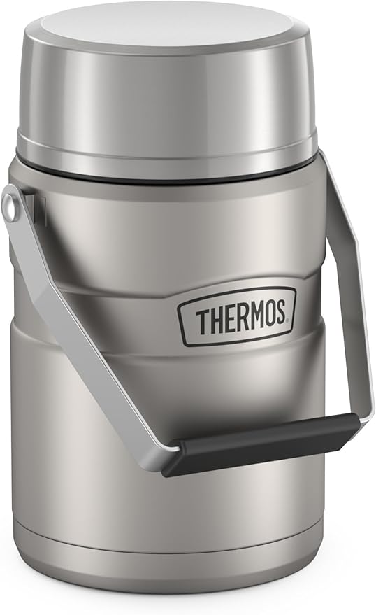 THERMOS Stainless King Vacuum-Insulated Food Jar with 2 Storage Container Inserts, 47 Ounce, Matte Stainless Steel