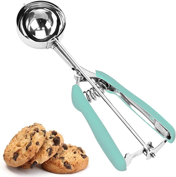 Ice Cream Scoop, Cookie Scoop, 3 Tbsp/ 45 ml/ 1.5 oz Cookie Scoops for Baking, 18/8 Stainless Steel Cookie Scooper for Baking, Ice Cream Scooper with Trigger Release, Cookie Dough Scoop (Mint)