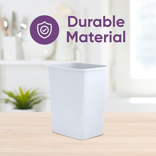 Superio 1.25 Gal Mini Plastic Trash Can, Small Unlidded Waste Bin Only for Countertop, Desk, Vanity, Bathroom 5 Quart (1, White)