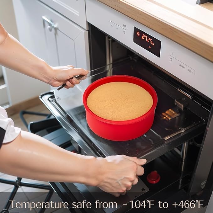 saphe 4 packs Silicone Cake Pans, Nonstick Silicone Round Cake Molds for baking, silicone bakeware sets for Cakes, Cheese Cakes and Chocolate Cake (4+6+8+10inch)