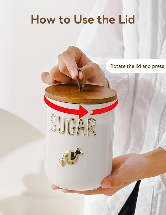 Ceramics Food Storage Jar Canister with Airtight Seal Lid, Simple Style Canisters Sets for Kitchen Counter, White Food Storage Jar for Coffee Sugar Tea (27.05oz/800ml)