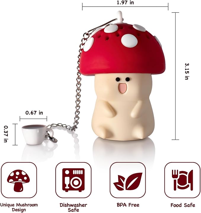 2PCS Mushroom Tea Strainers Silicone Tea Infusers Tea Infusers For Loose Tea Tea Accessories Cute Kitchen Accessories Mushroom Gifts